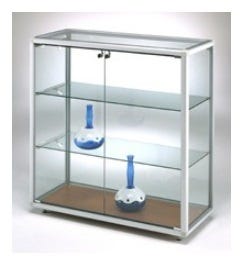 Vetrina espositiva bassa da negozio con 2 piani regolabili cm. 98x41,5x95h