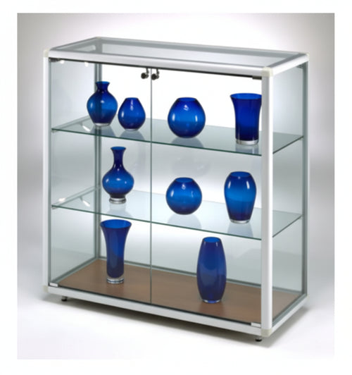 Vetrina espositiva bassa da negozio con 2 piani regolabili cm. 98x41,5x95h