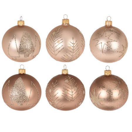12 palline per albero di natale in vetro con Glitter da Ø 8 cm pendaglio decorato