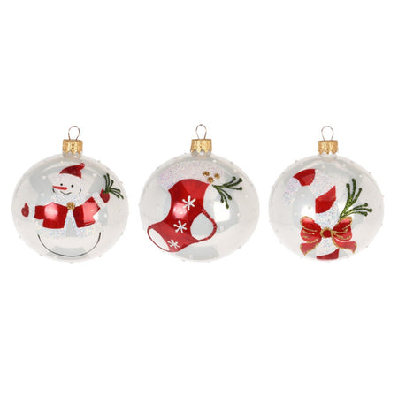 6 palline per albero di natale in vetro con Glitter da Ø 10 cm pendaglio decorato