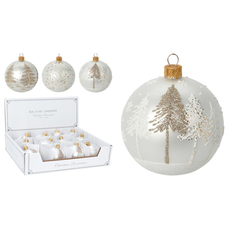6 palline per albero di natale in vetro con Glitter da Ø 10 cm pendaglio decorato