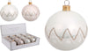 Palline per albero di Natale, in Vetro, glitter a zigzag, Ø 100 mm, 6 pezzi