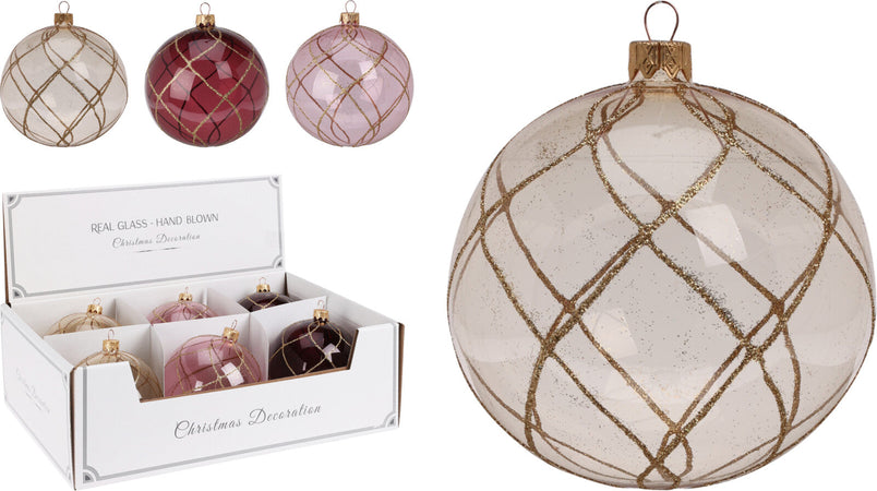 Palline per albero di Natale, in Vetro, con glitter color oro, Ø 100 mm, 6 pezzi