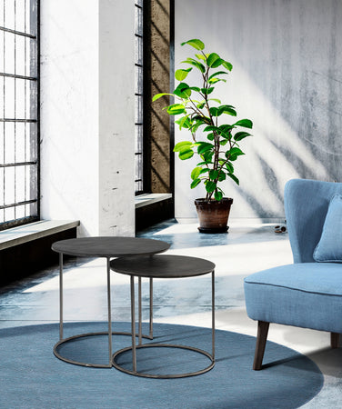 Tavolini da salotto moderno in metallo anticato h 53 cm prodotto artigianale