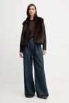 Twinset Giacca donna in eco-pelliccia e pelle sintetica con bottoni