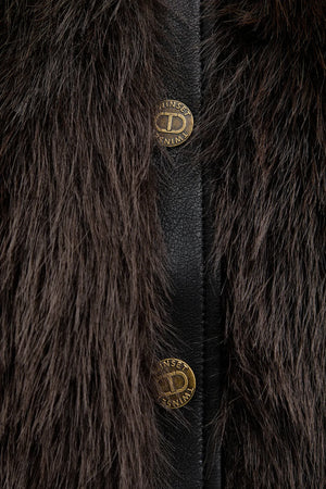 Twinset Giacca donna in eco-pelliccia e pelle sintetica con bottoni