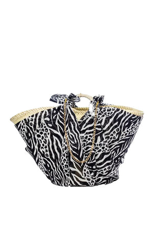 AYFEE | Borsa mare in paglia Zebra & Palms