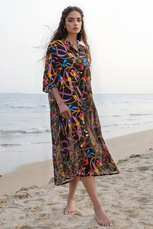 AYFEE | Kaftano midi chemisier Flower Belts