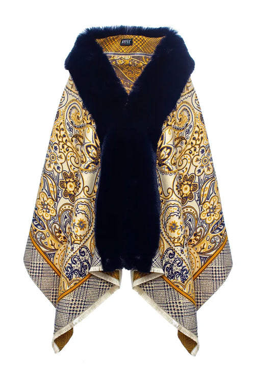 AYFEE | Mantella con pelliccia cashemere jacquard