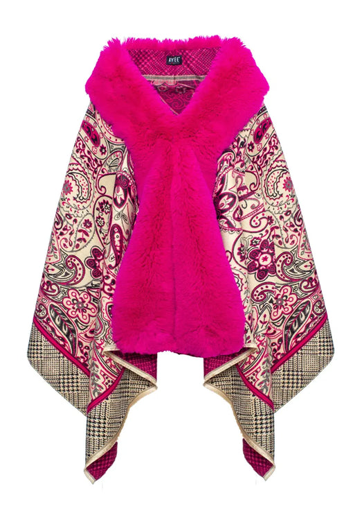 AYFEE | Mantella con pelliccia cashemere jacquard