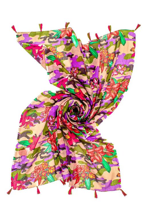 AYFEE | Foulard pareo stampa Camouflage & Flowers