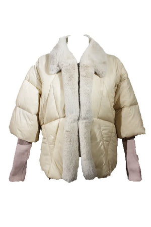 AYFEE | Piumino collo pelliccia staccabile maniche maglia