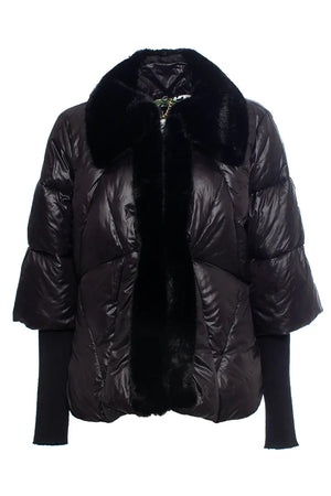 AYFEE | Piumino collo pelliccia staccabile maniche maglia