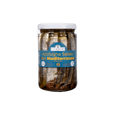 Acciughe Salate di Sciacca, Sicilia Curreri | Sott'olio | Lavorate a Mano | 350g