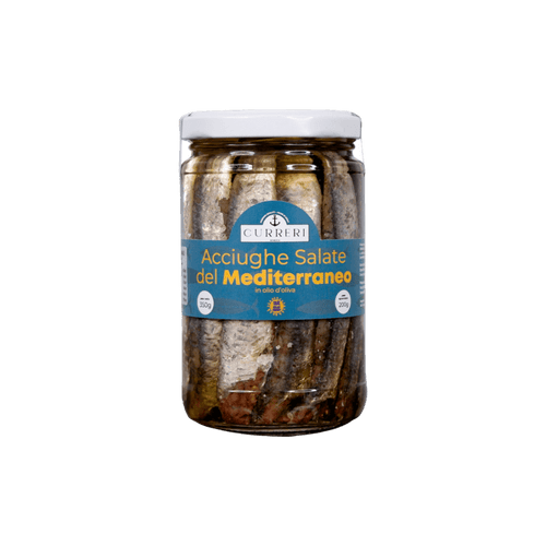 Acciughe Salate di Sciacca, Sicilia Curreri | Sott'olio | Lavorate a Mano | 350g