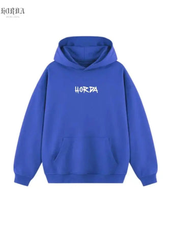 Felpa con cappuccio 100% Cotone Blu war 460 grammi - Horda Brand Streetwear