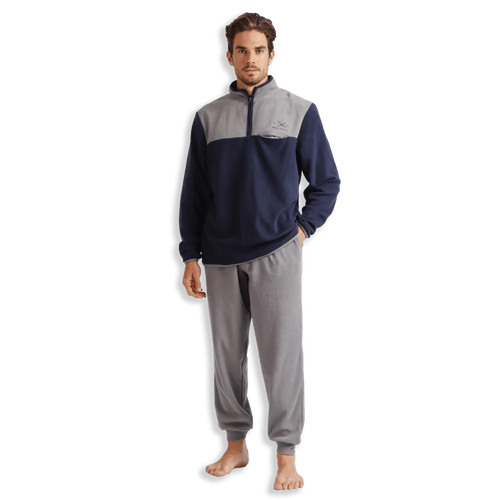 Admas Pigiama Invernale collo Alto con Zip in Pile da Uomo 60459 S27 - Passarelli Biancheria