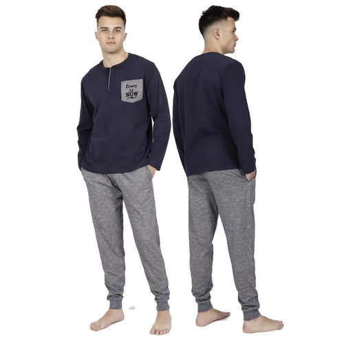 Admas Pigiama da Uomo Serafino in Caldo Cotone 54756 S27 - Passarelli Biancheria