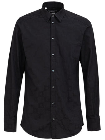 Dolce & Gabbana Camicia logo ricamato tono su tono da uomo