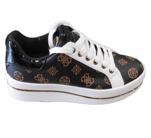 GUESS Sneakers casual donna sportiva fl8nelfal12 marroni brown 100% pelle
