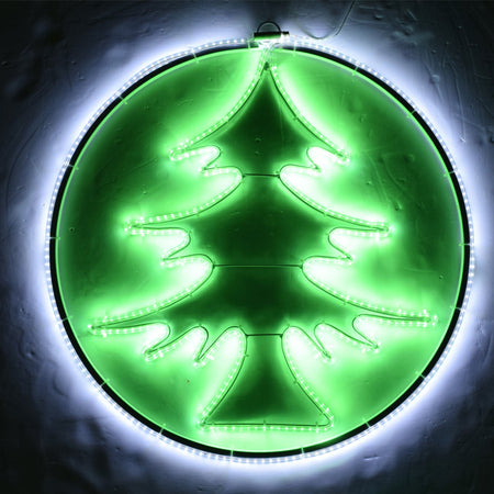 Albero di natale luminoso effetto neon con led bifacciale addobbi natalizi per esterno