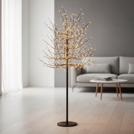 Albero luminoso "Faggio" tronco lungo rami a microled luce calda da interno ed esterno