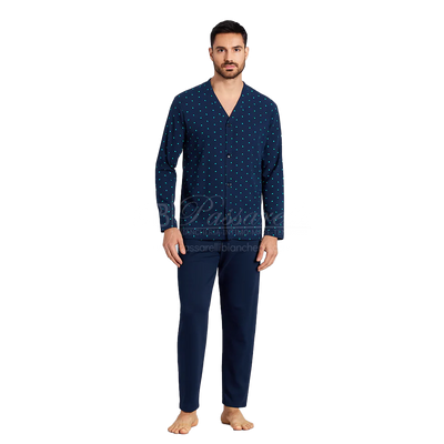 Alpina Pigiama Invernale Cardigan in interlock di puro cotone AAL460 2510S55