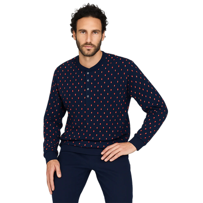 Alpina Pigiama Invernale Serafino in interlock di puro cotone AAL439 2510S70