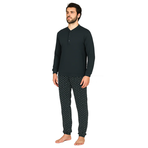 Alpina Pigiama Invernale Serafino in interlock di puro cotone AAL449 2510S68