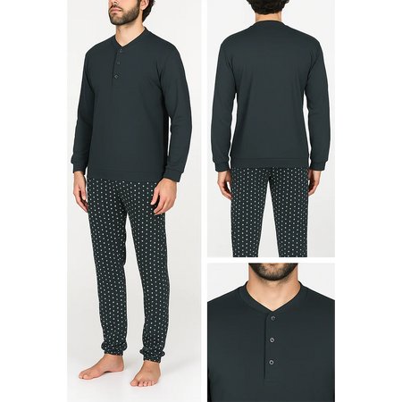 Alpina Pigiama Invernale Serafino in interlock di puro cotone AAL449 2510S68