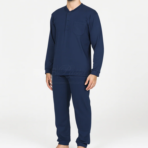 Alpina Pigiama Invernale Serafino in interlock di puro cotone AAL280 2510S68