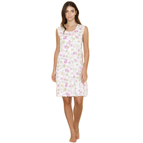 Amica Camicia da Notte Smanicata in Puro Cotone A524 S27 - Passarelli Biancheria