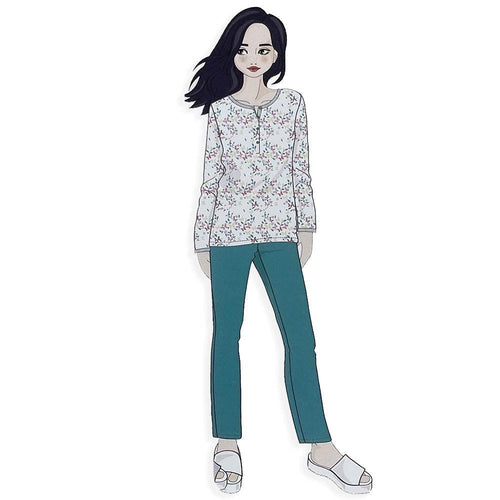 Amica Pigiama Cotone Leggero da Donna Maniche Lunghe 21A542 S38 - Passarelli Biancheria