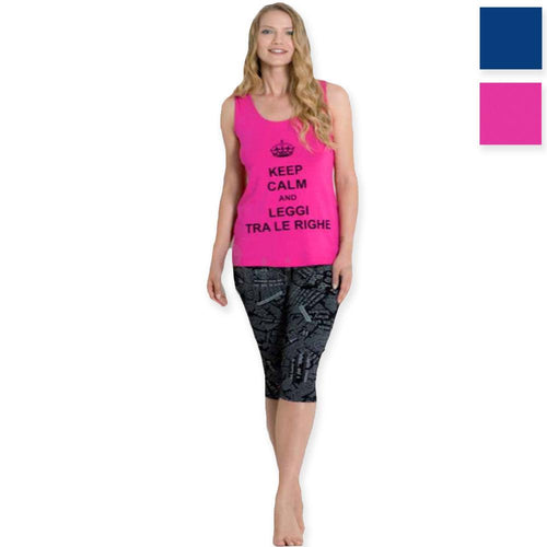 Amica Pigiama Donna Estivo Pantalone Capri Maglia Smanicata A704 S28 - Passarelli Biancheria
