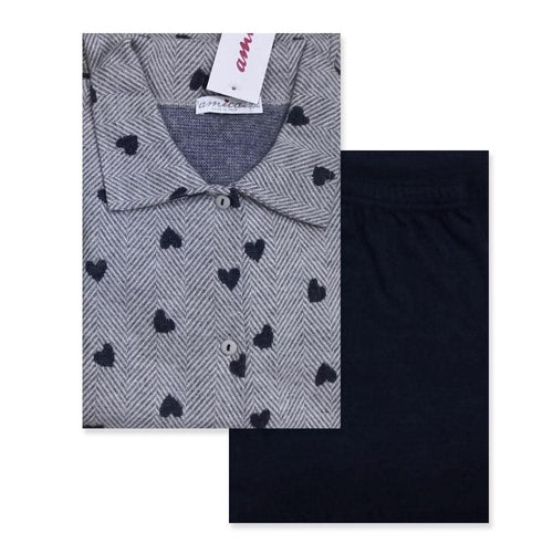 Amica Pigiama da Donna in Punto Milano Aperto Avanti con collo A464 S40 - Passarelli Biancheria