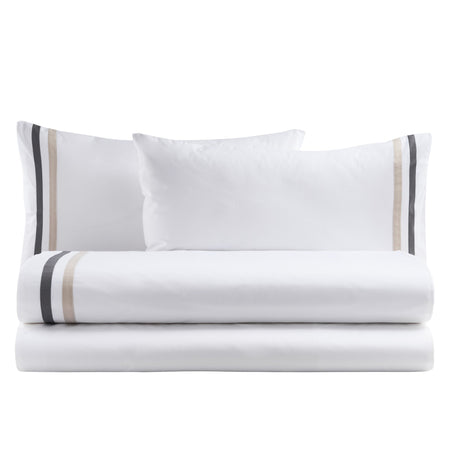 Biancoperla Completo Lenzuola Matrimoniale In Percalle di Cotone Antigua 2601B