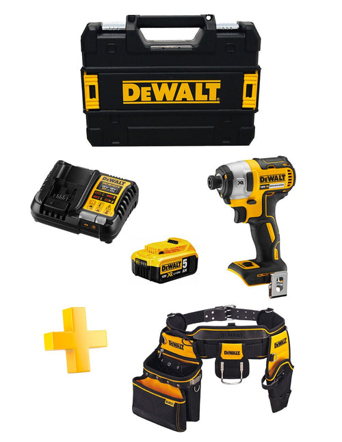 Avvitatore ad Impulsi DeWALT DCF887P1T (1 x 5,0 Ah + DCB1104 + TSTAK II + Cintura portautensili DWST1-75552)