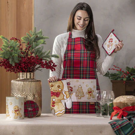 THUN® Set Presina + Guantone + Grembiule Thunland Gingerbread Red 2411S35