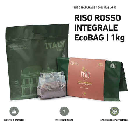 Riso carnaroli al naturale 1 kg + 1 kg di riso rosso integrale  Vero Riso 100% Made in Italy Riso Italiano