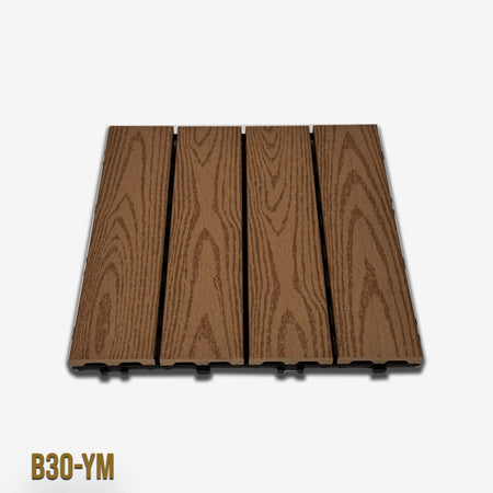 1mq (11 pezzi) di Pavimento Quadrotte in decking WPC da esterno 30X30cm (sp.2cm) inclusa struttura CLICK
