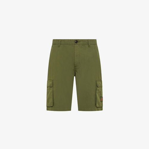 Bermuda uomo cargo Sun68 verde scuro in misto cotone con tasche laterali