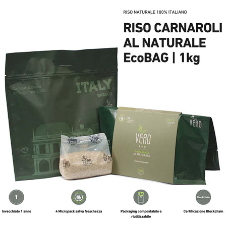 Riso carnaroli al naturale 1 kg + 1 kg di riso rosso integrale  Vero Riso 100% Made in Italy Riso Italiano