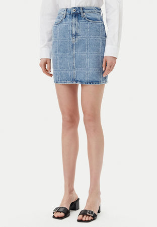 KARL LAGERFELD GONNA KLJ PATCHWORK DENIM SKIRT da donna