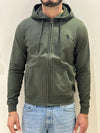Felpa ful zip cappuccio verde militare