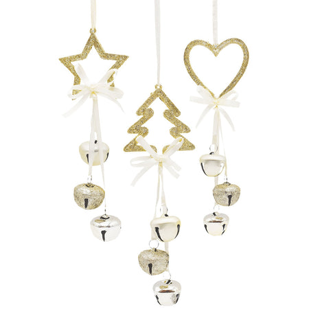 Pendente natalizio in legno con campanelli h 35 cm per albero di Natale