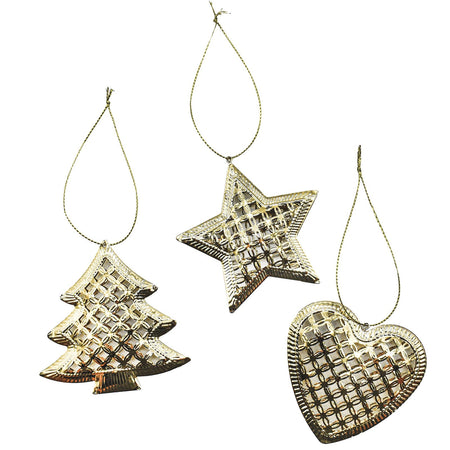 Pendente natalizio in metallo color oro  h 9 cm per albero di Natale