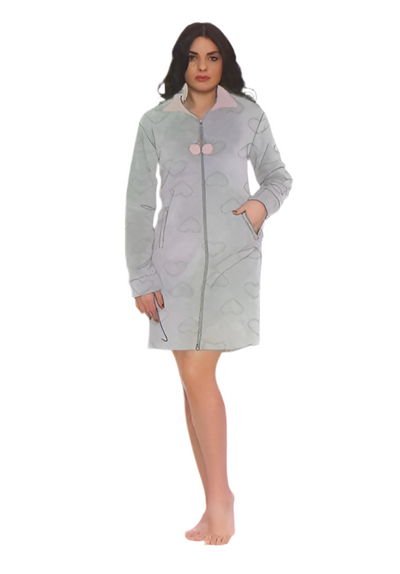 Vestaglia Donna in Coral You&me Vestaglia Di Pile Caldo E Traspirante Vestaglia Chiusura a Zip Art. 283 Con Zip