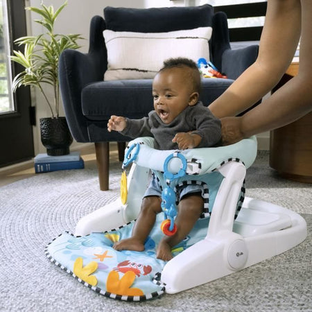 BABY EINSTEIN Sea of Support 2-in-1, posizione seduta a terra, con tablet e giocattoli rimovibili, da 4 mesi