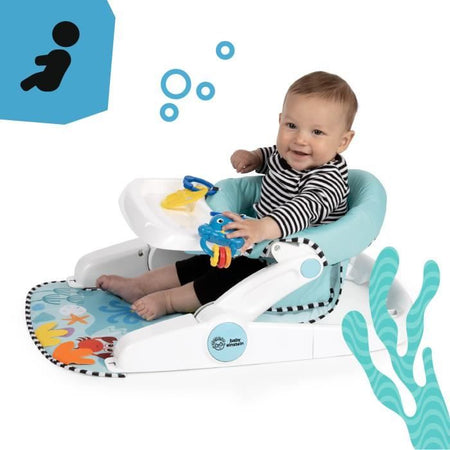 BABY EINSTEIN Sea of Support 2-in-1, posizione seduta a terra, con tablet e giocattoli rimovibili, da 4 mesi