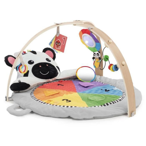 BABY EINSTEIN Tappeto gioco Zen's Activity Milestones con barra in legno, giochi multisensoriali, dalla nascita